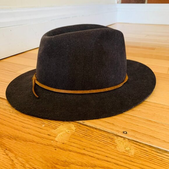 Brixton Men's Tiller III Wide Brim Felt Fedora Black Size Large L - Picture 1 of 15